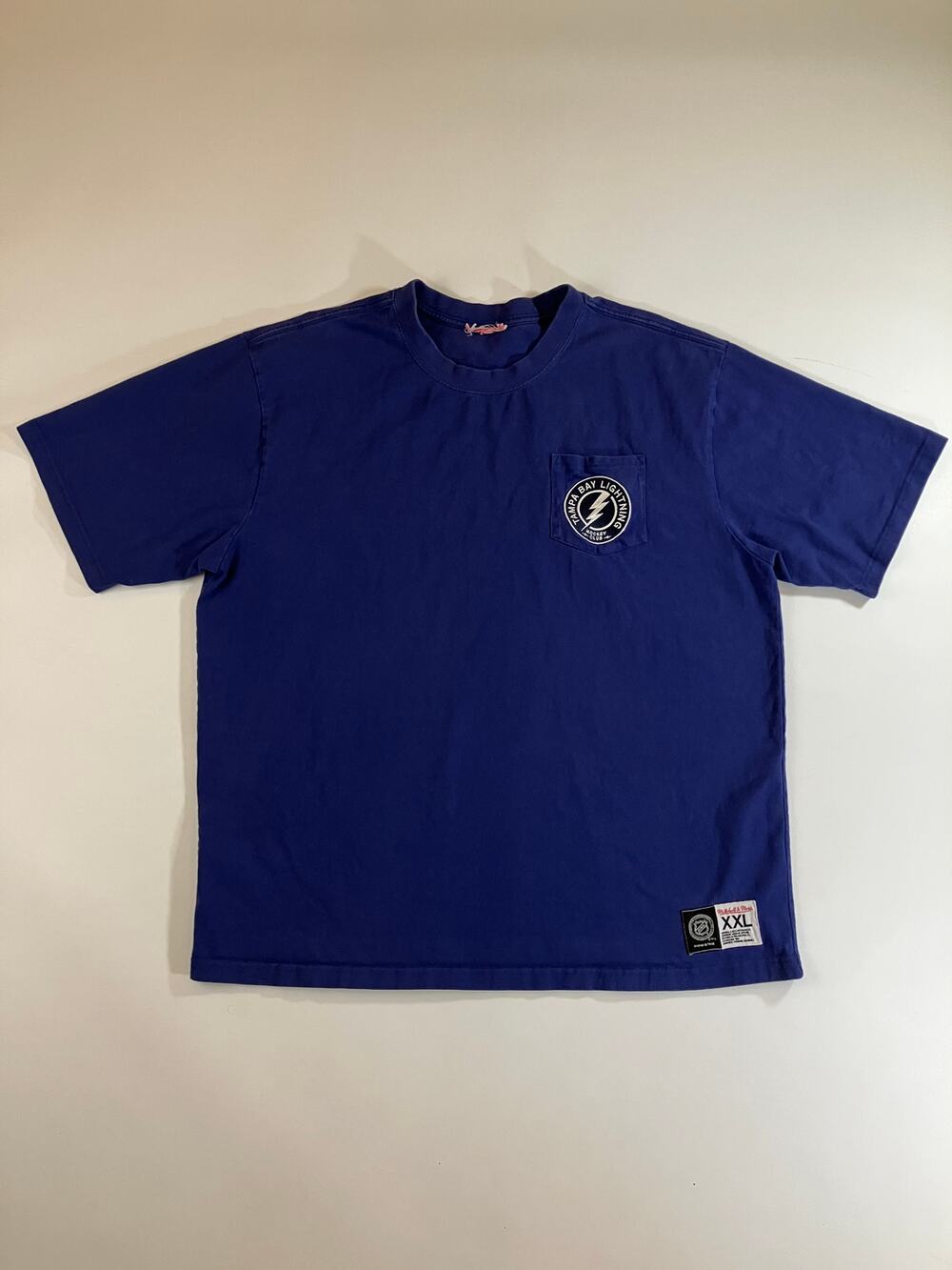 Mitchell & Ness Tampa Bay Lightning Men XXL Blue Premium Pocket T Shirt NHL